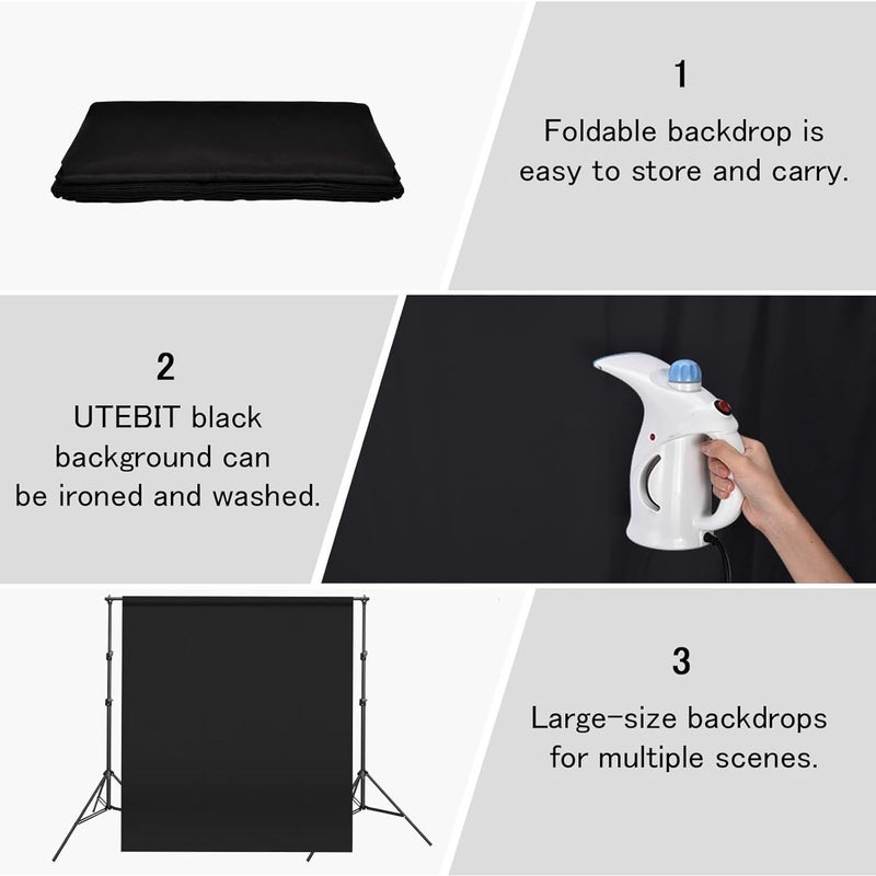 UTEBIT 10x10FT Black Backdrop for Photography, Polyester Photo Backdrops Cloth for Photography, Low-Temperature Ironing Wrinkle Removal - Image 4